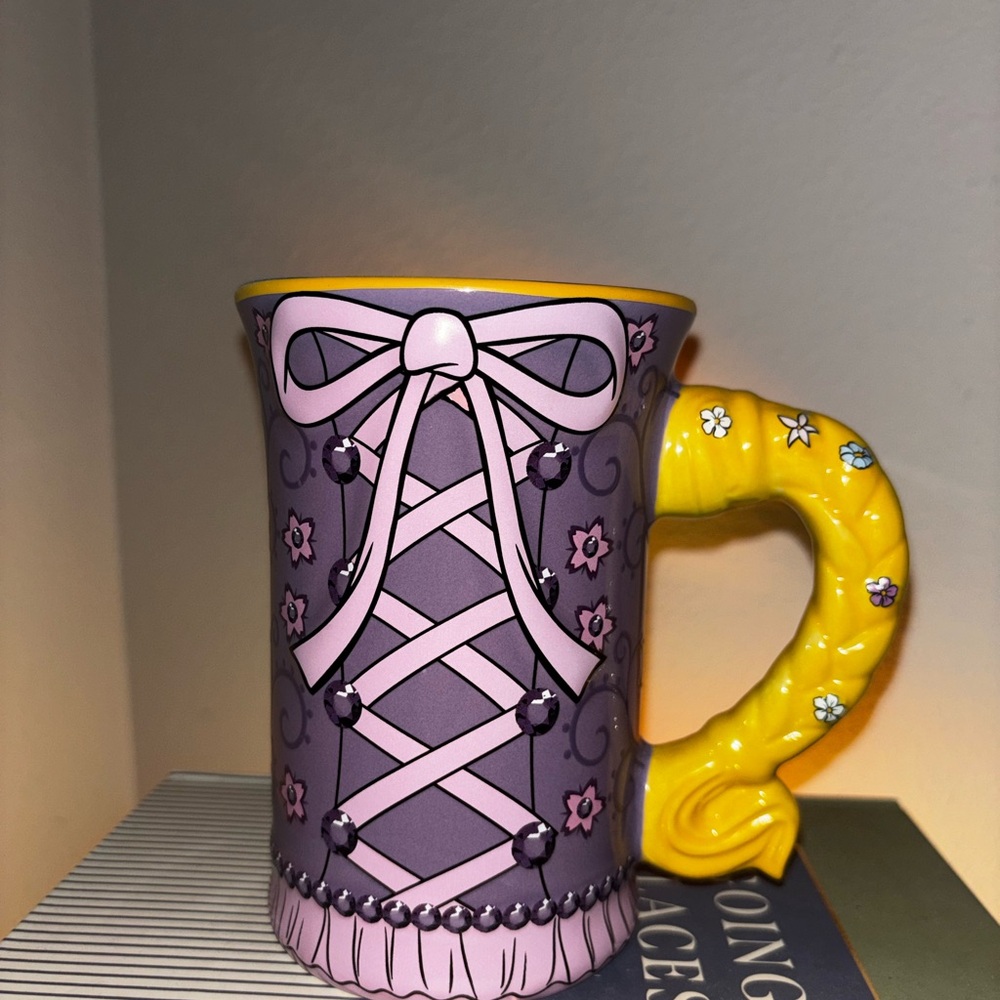 Collectible Disney Tangled Lace-Up Decorative Mug with Yellow Braid Handle-NEW